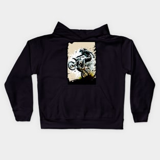 Dirt bike stunt - black and tan - low angle Kids Hoodie